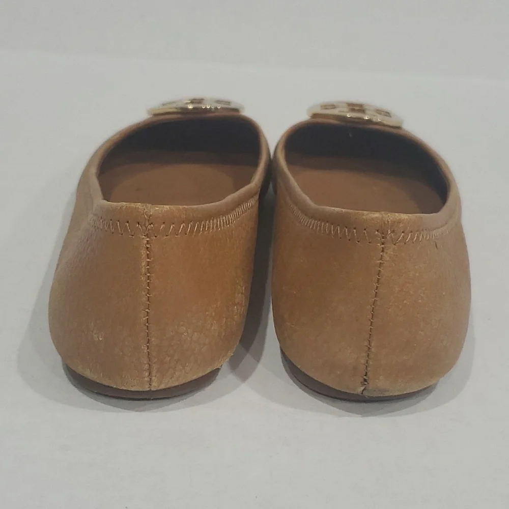 Tory Burch Reva Ballet Flats Royal Tan Tumbled 9M